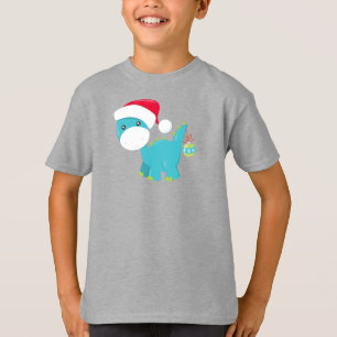 Weihnachtsdinosaurier, Weihnachtsmannmütze, Dino,  T-Shirt