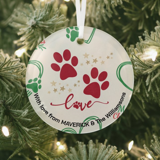 WeihnachtsDOG PAW DRUCKEN Personalisiert Ornament Aus Glas (InSitu)