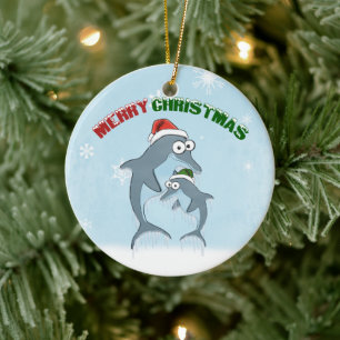 Weihnachtsdolphine Ornament (beidseitig)