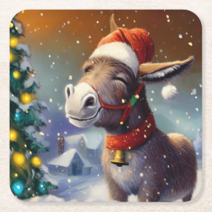WeihnachtsDonkey 1 Rechteckiger Pappuntersetzer