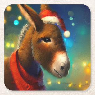 WeihnachtsDonkey 3 Rechteckiger Pappuntersetzer