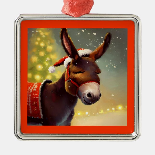WeihnachtsDonkey 4 Ornament Aus Metall (Vorne)