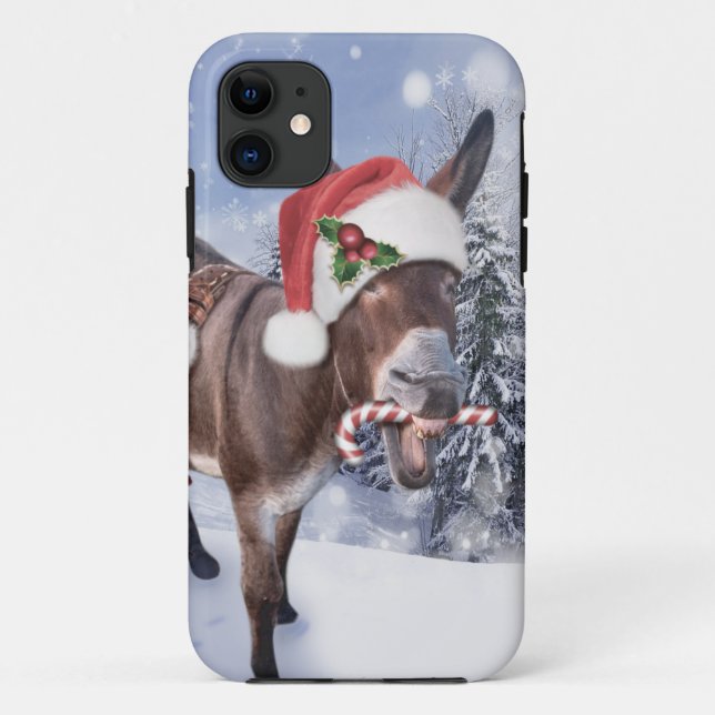 Weihnachtsdonkey mit lustigem rotem Hut Case-Mate iPhone Hülle (Rückseite)