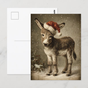 WeihnachtsDonkey Vintag Postkarte