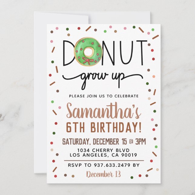 WeihnachtsDonut wird zum Geburtstag eingeladen Einladung (Vorderseite)