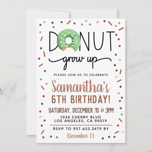 WeihnachtsDonut wird zum Geburtstag eingeladen Einladung (Vorderseite)