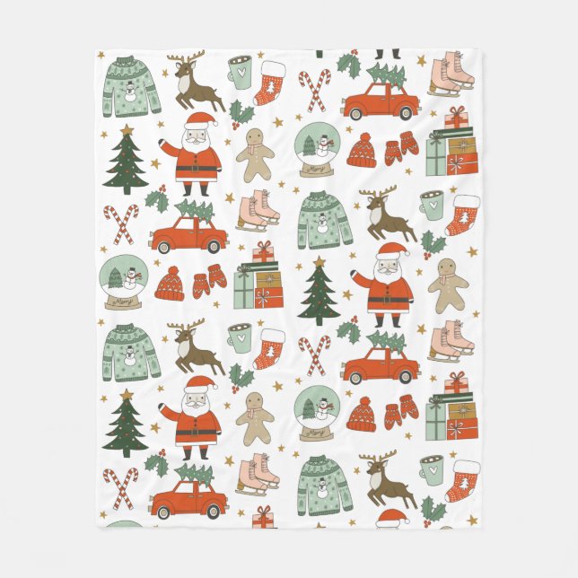 Weihnachtsdoodles niedlicher Urlaub Fleece Blanket (Vorderseite)