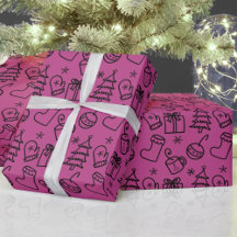 Weihnachtsdoodles Rosa Violet & Schwarzes Geschenk