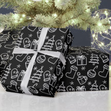 Weihnachtsdoodles Schwarz & Weiß Minimalistisches 