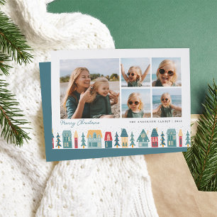 Weihnachtsdorf   5 FotoCollage Feiertagskarte