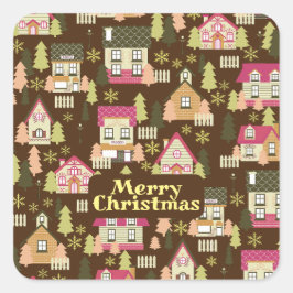 Weihnachtsdorf-Aufkleber Quadratischer Aufkleber