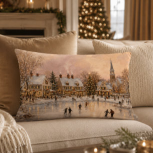 Weihnachtsdorf-Eislauf-Akzentkissen Dekokissen