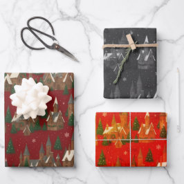 Weihnachtsdorf-Feiertags-Geschenkpapier – Festlich Geschenkpapier Set