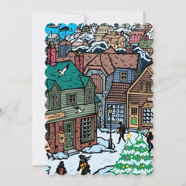 Weihnachtsdorf Feiertagskarte (Vorderseite)