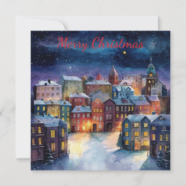 Weihnachtsdorf Feiertagskarte (Vorderseite)
