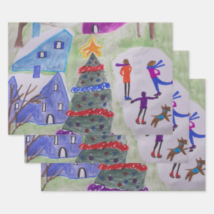 Weihnachtsdorf Geschenkpapier Set