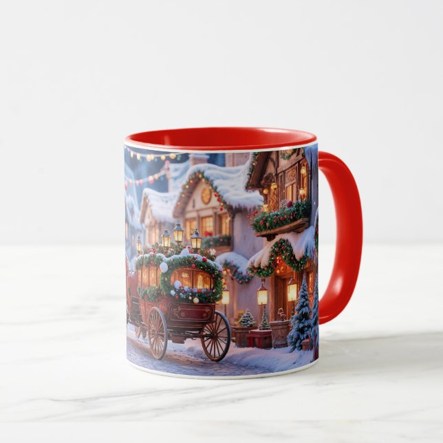 Weihnachtsdorf-Illustration Tasse (VorderseiteRechts)