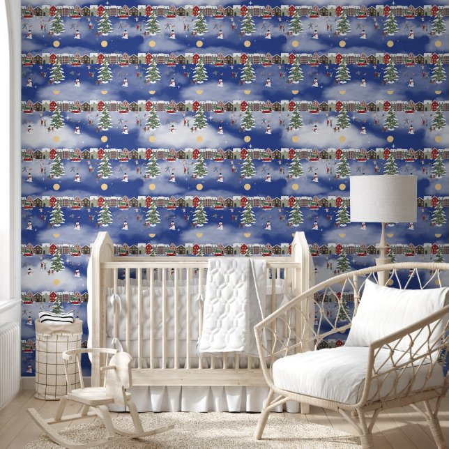 Weihnachtsdorf im Mondschein Tapete (Kinder)