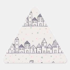 Weihnachtsdorf im Schnee färben Dreieckiger Aufkleber