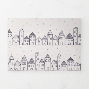 Weihnachtsdorf im Schnee färben Dreifach Gefaltete Urlaubskarte