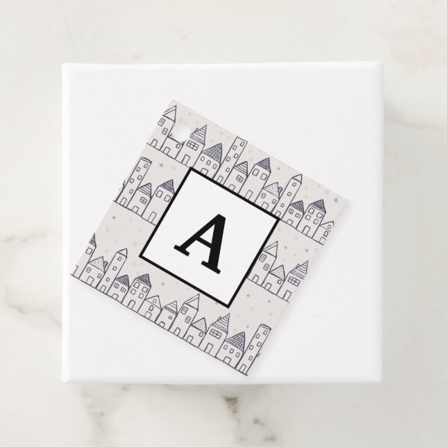 Weihnachtsdorf im Schnee färben Geschenkanhänger (Beispiel)