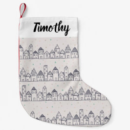 Weihnachtsdorf im Schnee färben Kleiner Weihnachtsstrumpf