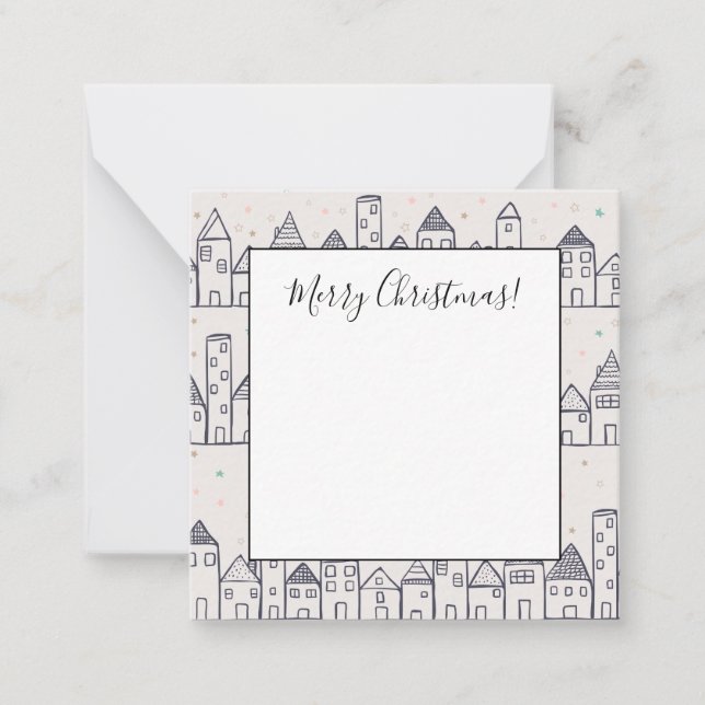Weihnachtsdorf im Schnee färben Mitteilungskarte (Vorderseite)