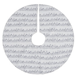 Weihnachtsdorf im Schnee färben Polyester Weihnachtsbaumdecke