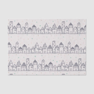 Weihnachtsdorf im Schnee färben Seidenpapier