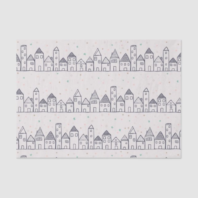 Weihnachtsdorf im Schnee färben Seidenpapier (Vorderseite)