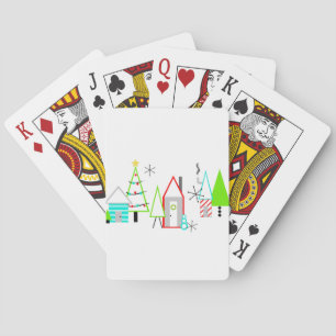 Weihnachtsdorf im Stil der Mitte des 20. Jahrhunde Spielkarten