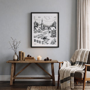 Weihnachtsdorf im Winter Poster