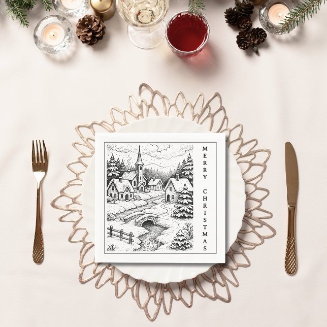 Weihnachtsdorf im Winter Serviette (Von Creator hochgeladen)