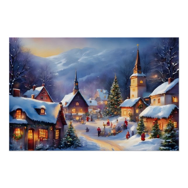 Weihnachtsdorf in den Bergen Winter Poster (Vorderseite)