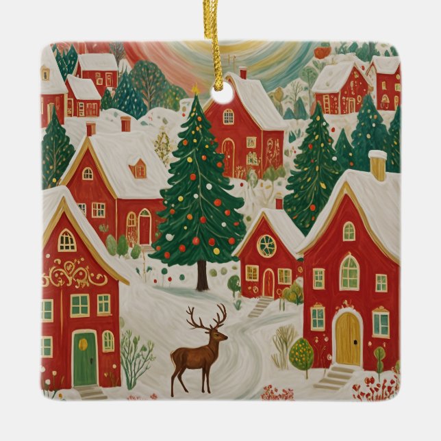 Weihnachtsdorf Keramikornament (Vorderseite)