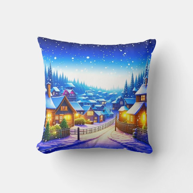 Weihnachtsdorf Kissen (Vorderseite)