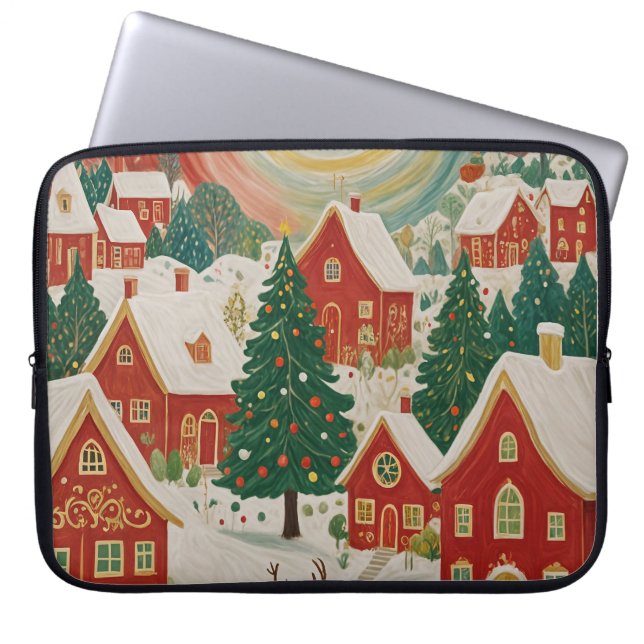 Weihnachtsdorf Laptopschutzhülle (Vorderseite)