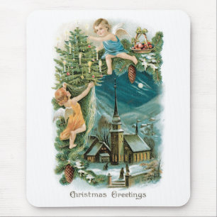 Weihnachtsdorf mit Engeln Mousepad