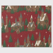 Weihnachtsdorf | Rot mit schneebedeckten Häusern u