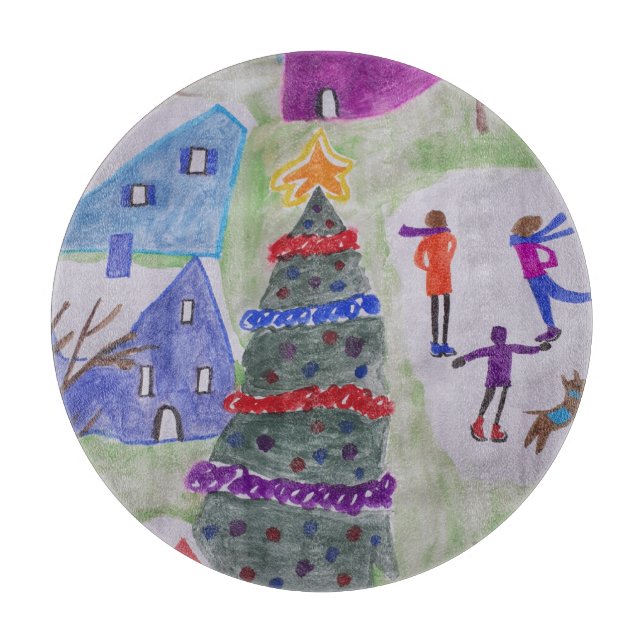 Weihnachtsdorf Schneidebrett (Vorderseite)