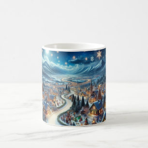 Weihnachtsdorf Snowy Scene Malerei Kaffeetasse