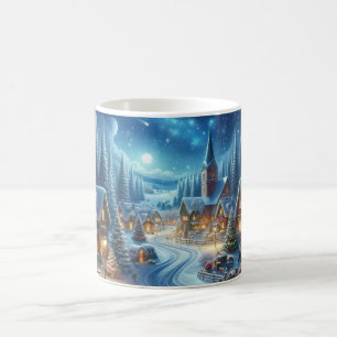 Weihnachtsdorf Snowy Scene Malerei Kaffeetasse
