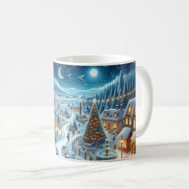 Weihnachtsdorf Snowy Scene Malerei Kaffeetasse (VorderseiteRechts)