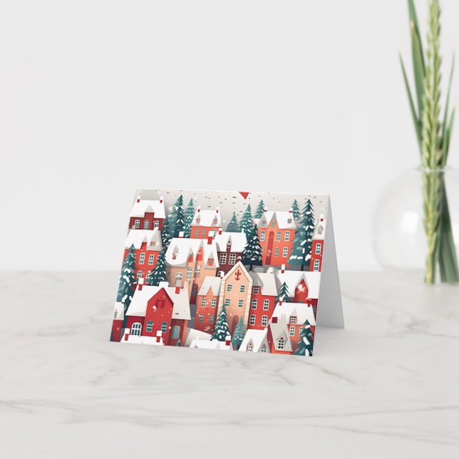 Weihnachtsdorf-Szene Karte (Vorderseite)