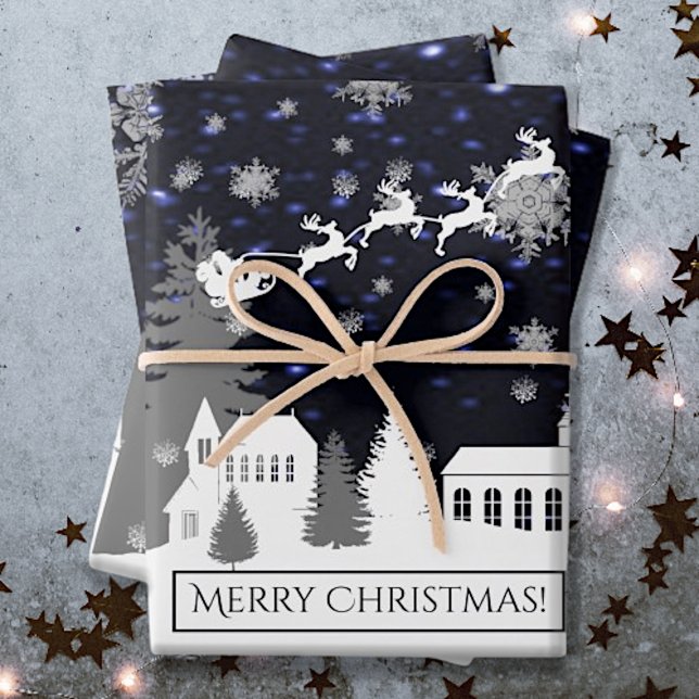 Weihnachtsdorf-Umschlagpapier Geschenkpapier Set (Christmas Village Wrapping Paper Sheets)