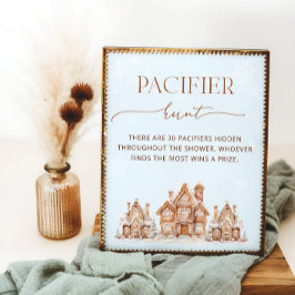 Weihnachtsdorf Winter Baby Dusche Schnuller Jagd Poster