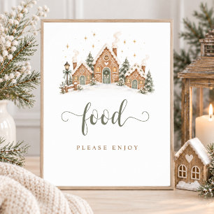 Weihnachtsdorf Winter-Baby-Shower-Essenschild Poster