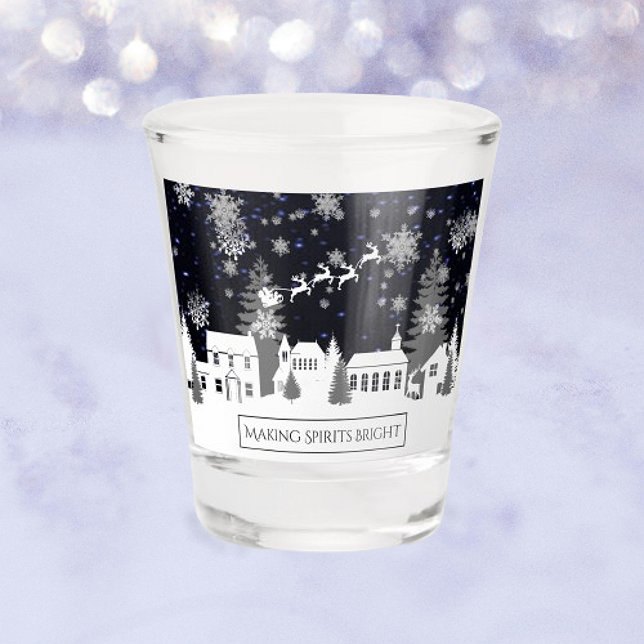 Weihnachtsdörfchen-Schiebeglas Schnapsglas (Christmas Village Holiday Shot Glass)
