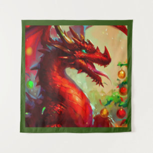 Weihnachtsdrache 1 wandteppich