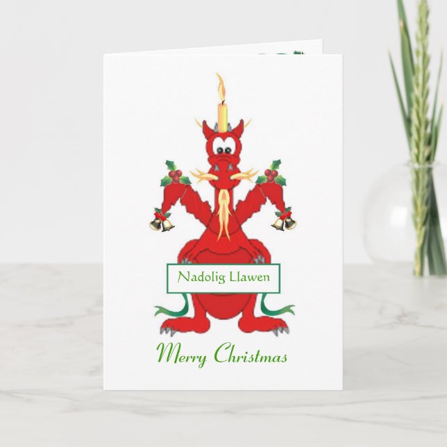 Weihnachtsdrache Feiertagskarte (Vorderseite)